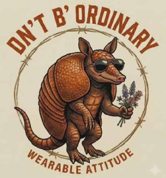 Dn't B' Ordinary design laid out on a shirt